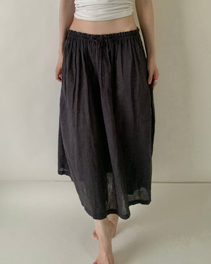 charcoal gray linen skirt