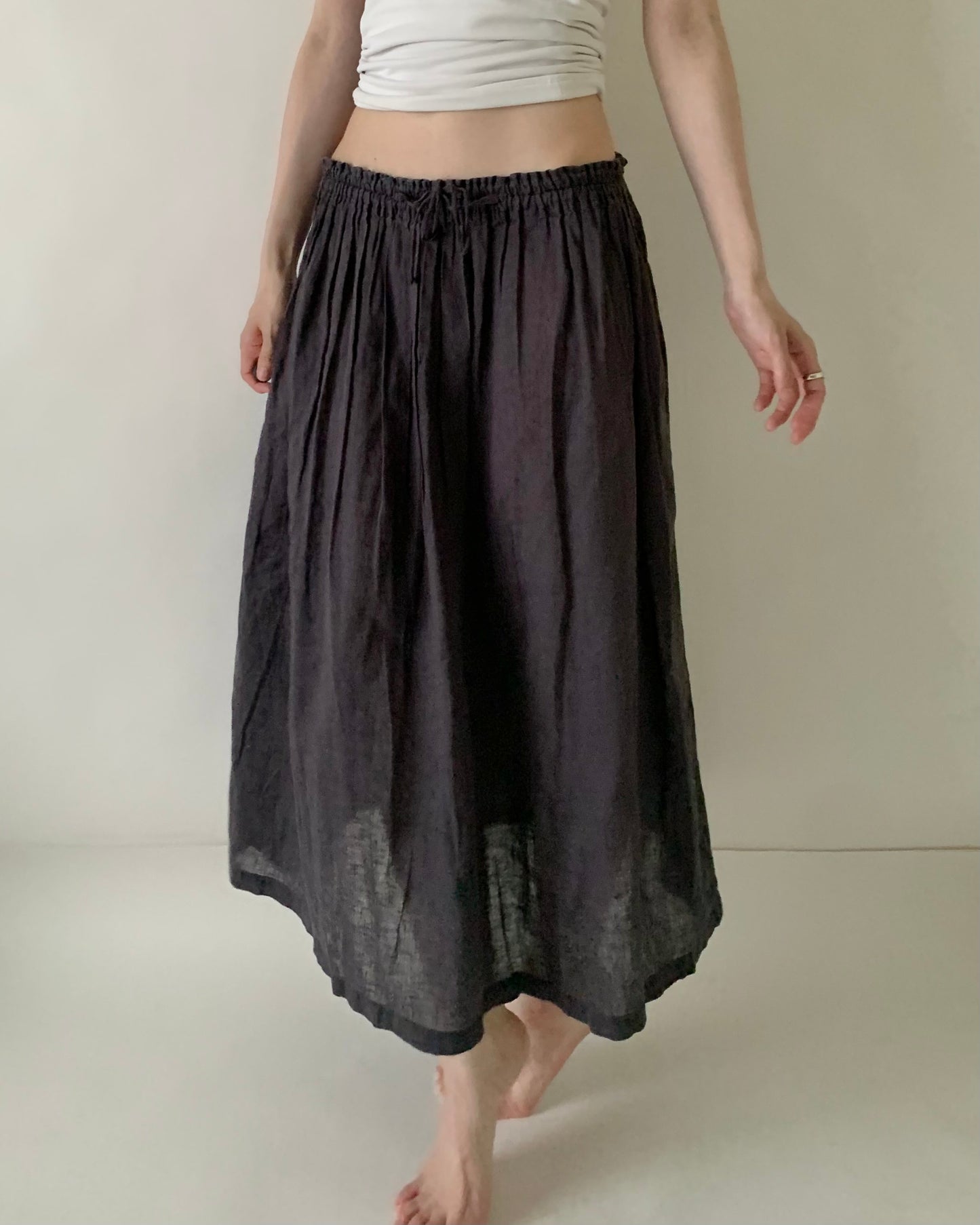 charcoal gray linen skirt