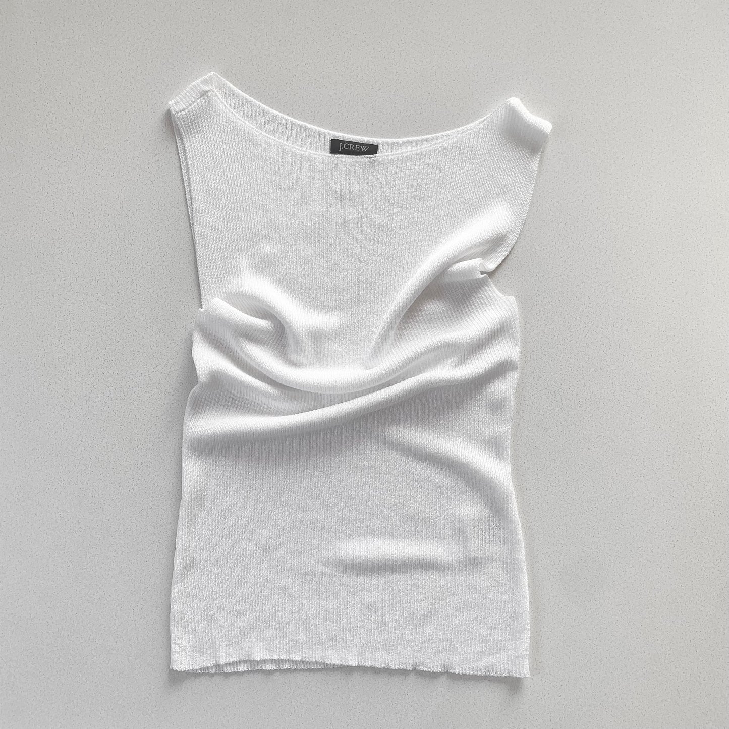 white shirring rib tops