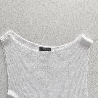 white shirring rib tops